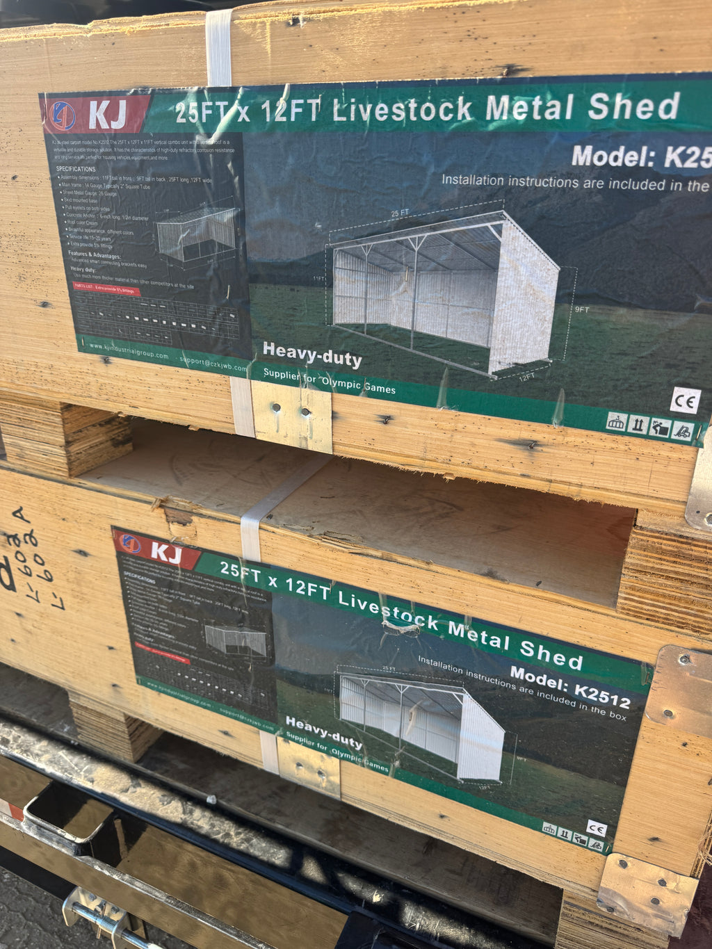 KJ 25ft x 12ft Livestock Metal Shed